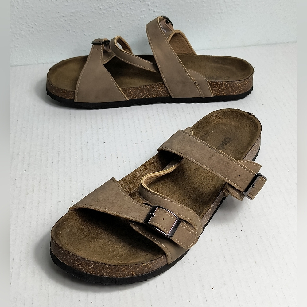 Outwoods Bork-56 Size 11 Tan Slide Sandal Footbed Double Buckle